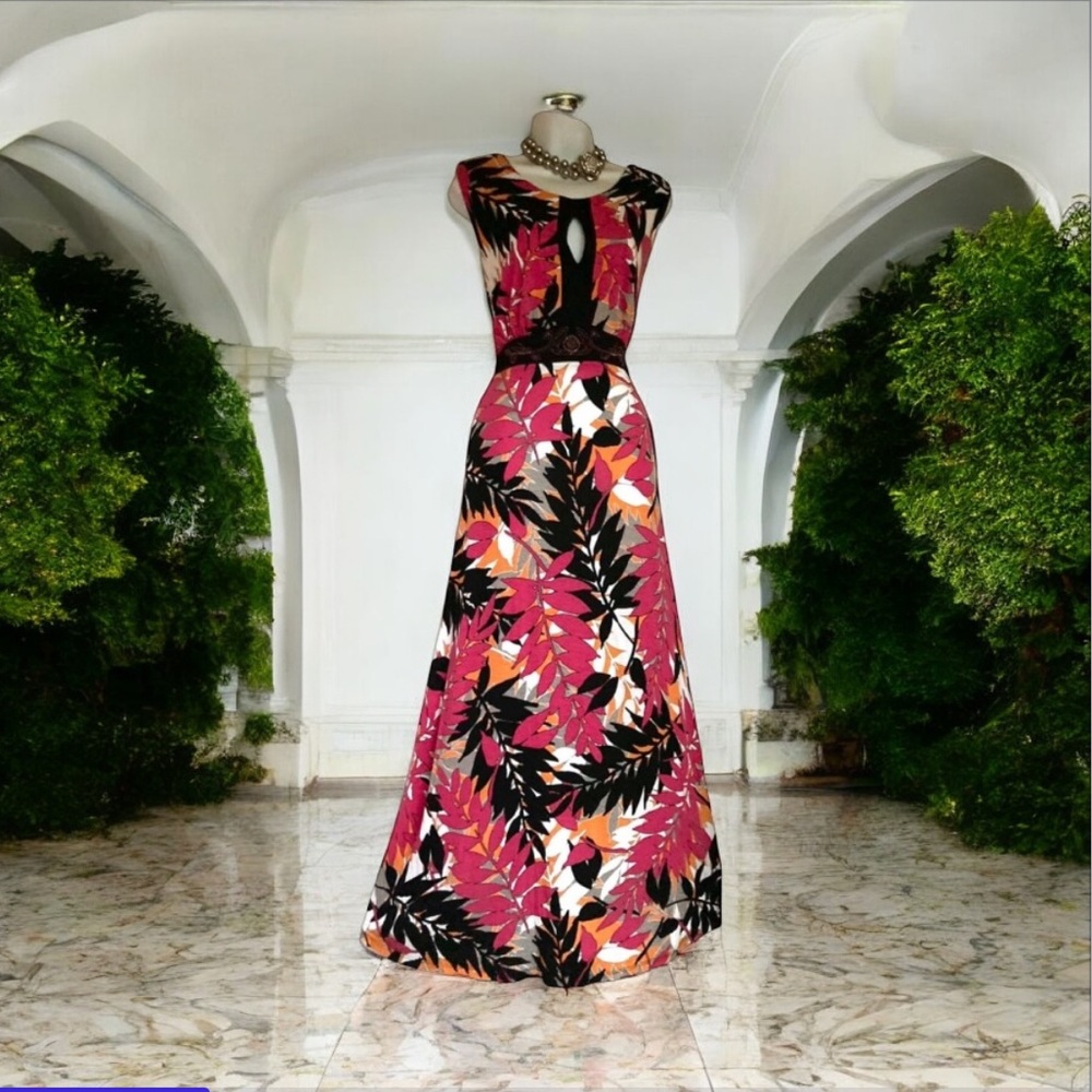 Debenhams The Collection Keyhole Leaves
Print Maxi Jersey Dress NWOT Sz 10-UK14😍